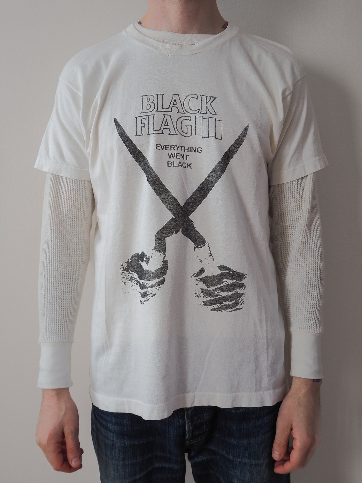 80s Black Flag "Everything Went Black" Pettibon bootleg t-shirt