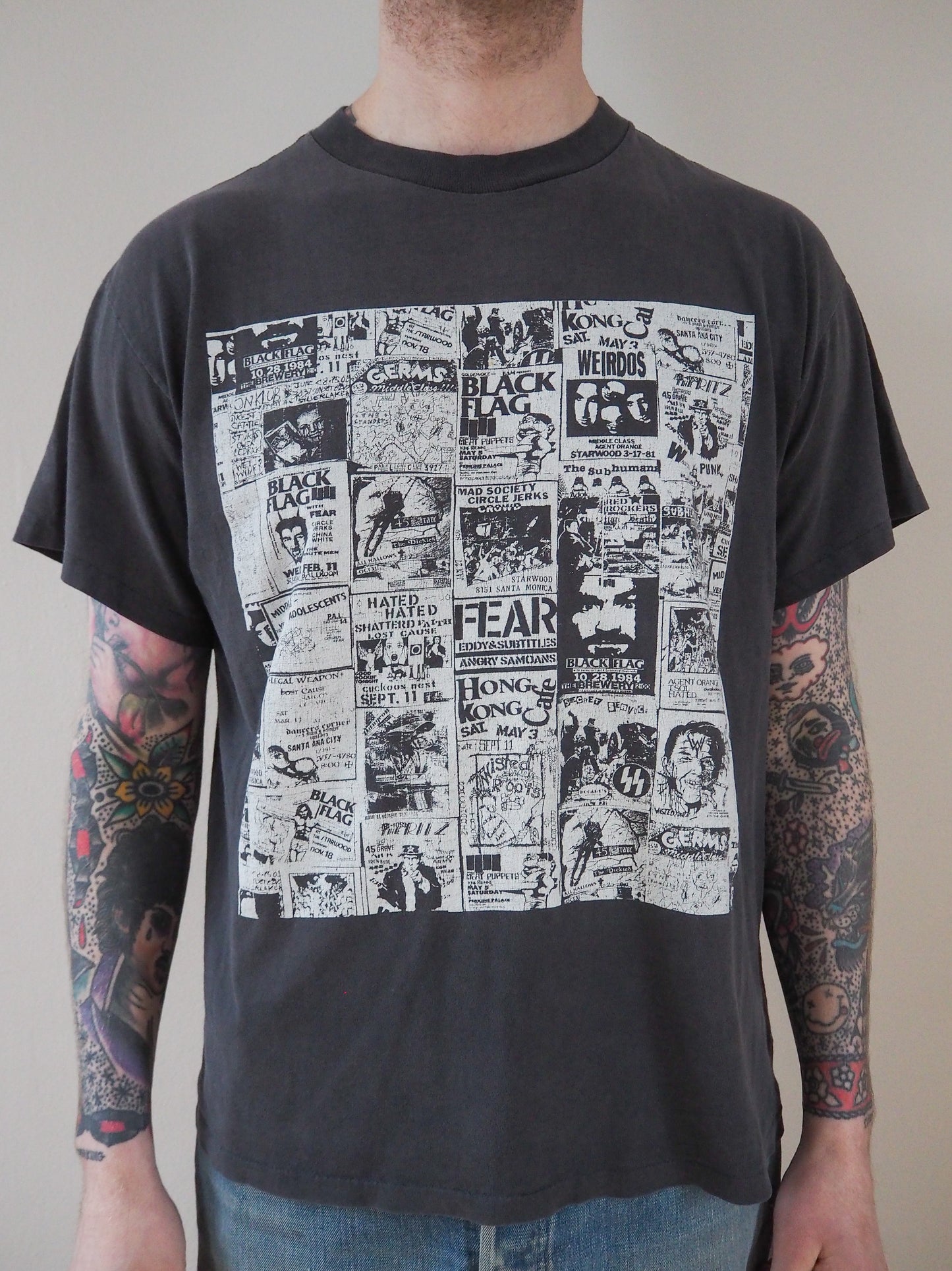 Late 80s/Early 90s Punk Poster shirt (Black Flag, Fear, etc.)