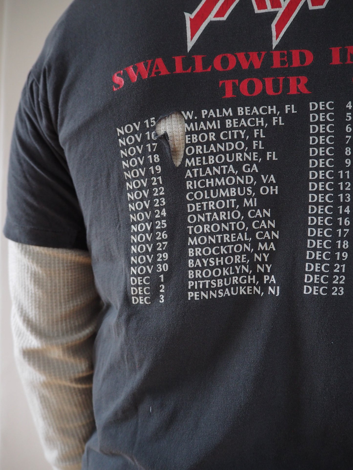 1990 Sadus "Swallowed in Black" tour t-shirt